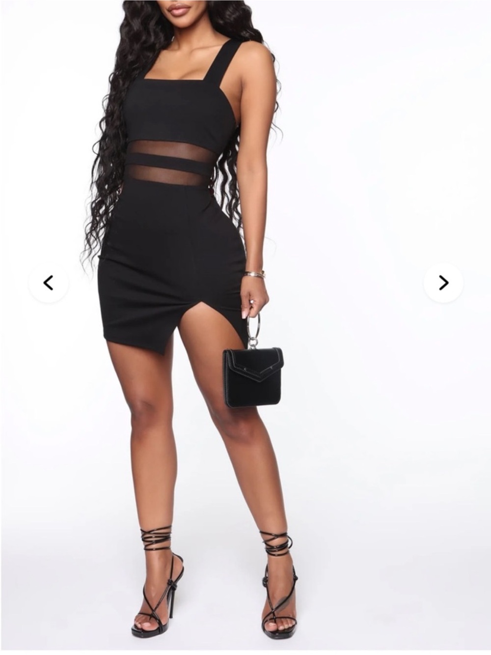 Fashion Nova Black Sheer-Waist Bodycon Mini Dress